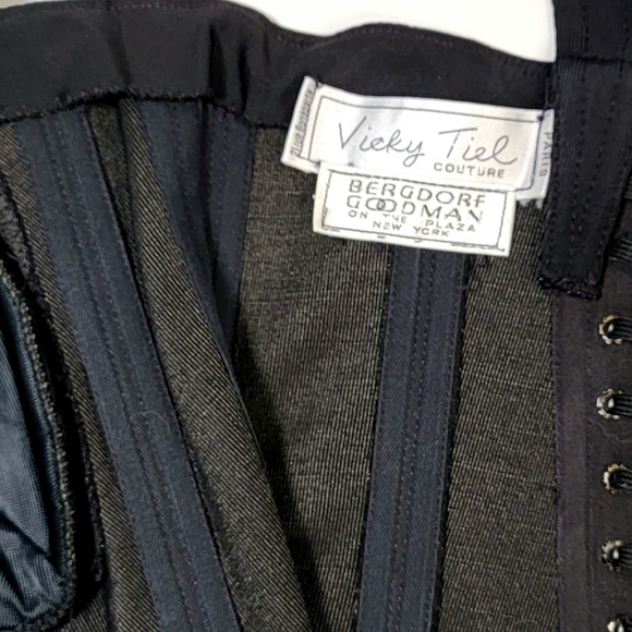 RARE Vintage 80's Vicky Tiel Couture bodycon CORSET DRESS fetish punk gl… - Picture 8 of 9